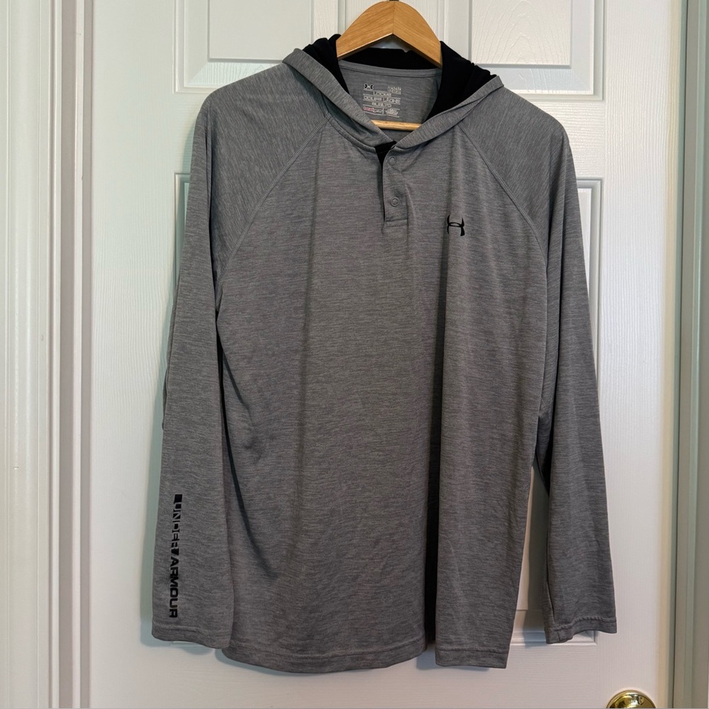 Under‎ Armour Men’s Heat Gear Long Sleeve Hoodie Teeshirt Loose Fit size Large